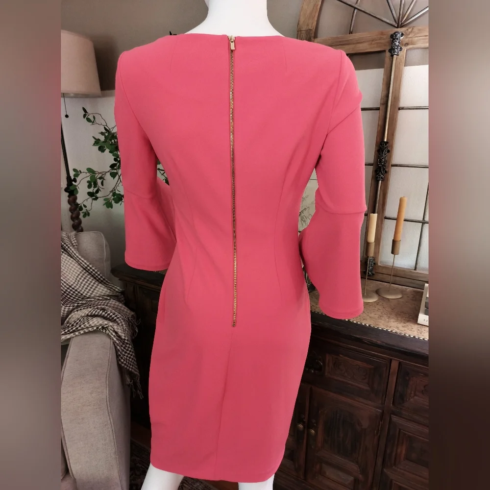 Calvin Klein Coral Bell Sleeves Sheath Dress - Picture 7 of 7